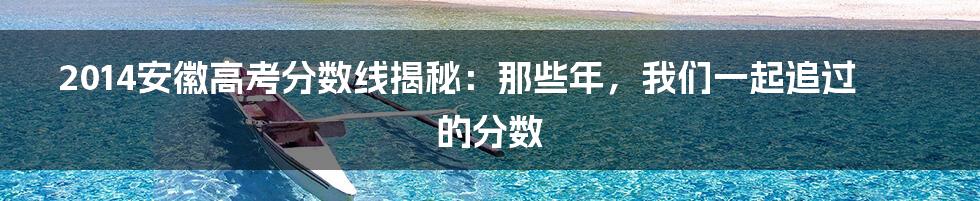 2014安徽高考分数线揭秘:那些年,我们一起追过的分数