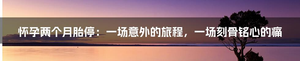怀孕两个月胎停:一场意外的旅程,一场刻骨铭心的痛