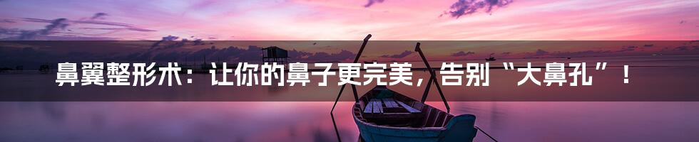 鼻翼整形术:让你的鼻子更完美,告别“大鼻孔”!