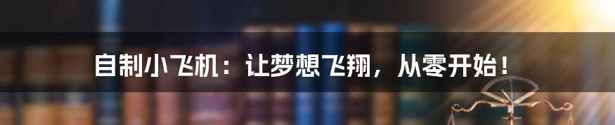 自制小飞机:让梦想飞翔,从零开始!