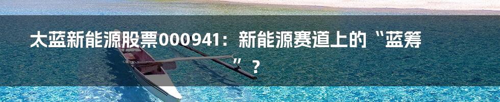 太蓝新能源股票000941:新能源赛道上的“蓝筹”?