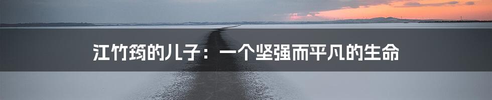江竹筠的儿子:一个坚强而平凡的生命