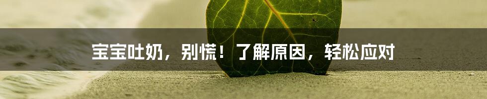 宝宝吐奶，别慌！了解原因，轻松应对