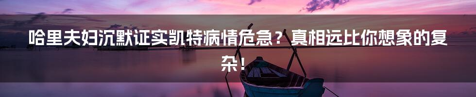哈里夫妇沉默证实凯特病情危急?真相远比你想象的复杂!