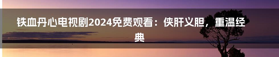 铁血丹心电视剧2024免费观看：侠肝义胆，重温经典