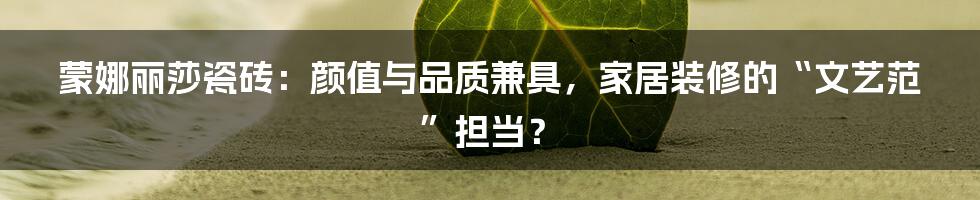 蒙娜丽莎瓷砖:颜值与品质兼具,家居装修的“文艺范”担当?