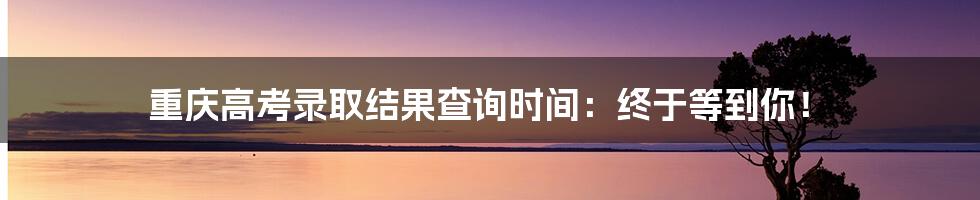 重庆高考录取结果查询时间:终于等到你!