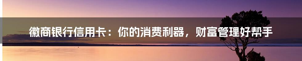 徽商银行信用卡:你的消费利器,财富管理好帮手