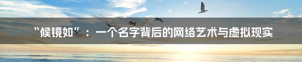 “候镜如”：一个名字背后的网络艺术与虚拟现实