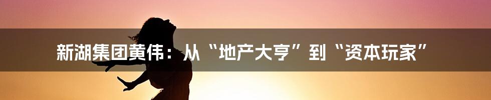 新湖集团黄伟:从“地产大亨”到“资本玩家”