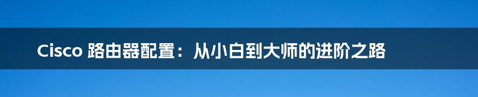 Cisco 路由器配置：从小白到大师的进阶之路