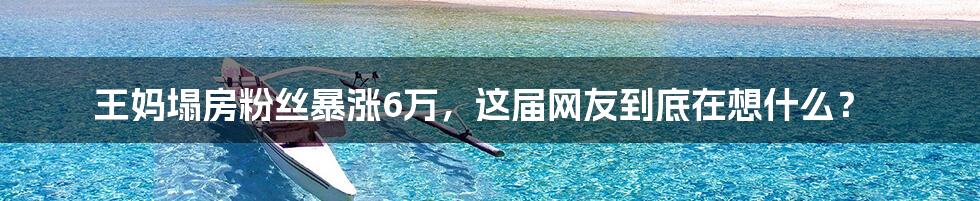 王妈塌房粉丝暴涨6万,这届网友到底在想什么?