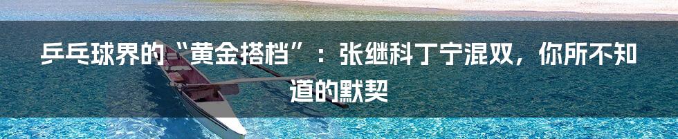 乒乓球界的“黄金搭档”：张继科丁宁混双，你所不知道的默契