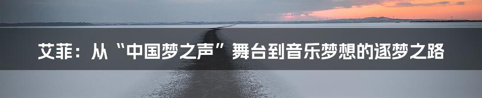艾菲:从“中国梦之声”舞台到音乐梦想的逐梦之路