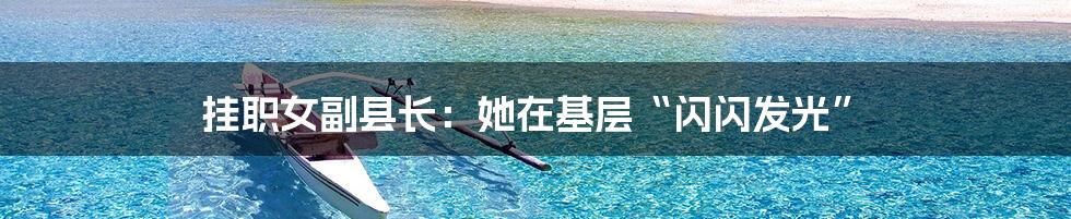 挂职女副县长:她在基层“闪闪发光”