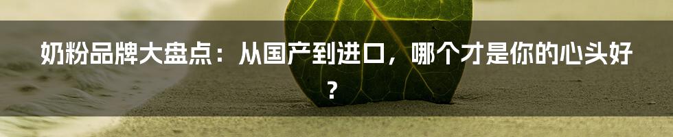 奶粉品牌大盘点：从国产到进口，哪个才是你的心头好？
