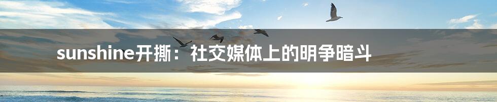 sunshine开撕:社交媒体上的明争暗斗