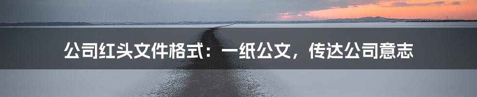公司红头文件格式：一纸公文，传达公司意志