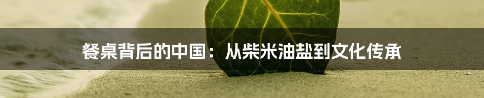 餐桌背后的中国：从柴米油盐到文化传承