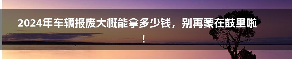 2024年车辆报废大概能拿多少钱,别再蒙在鼓里啦!