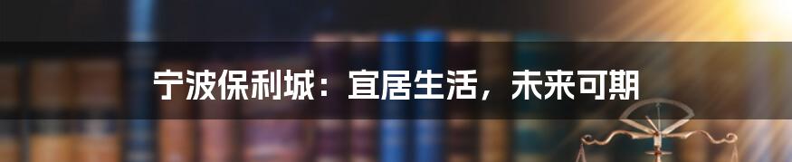 宁波保利城:宜居生活,未来可期