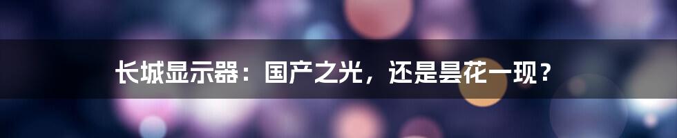 长城显示器：国产之光，还是昙花一现？