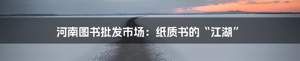 河南图书批发市场:纸质书的“江湖”