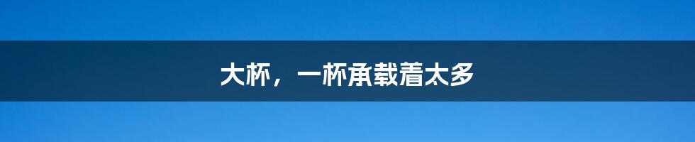 大杯,一杯承载着太多