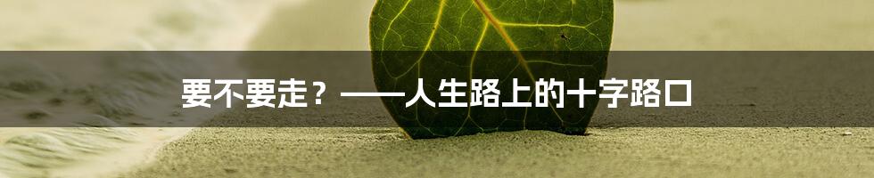 要不要走?——人生路上的十字路口