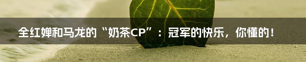 全红婵和马龙的“奶茶CP”:冠军的快乐,你懂的!