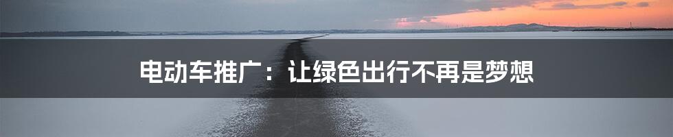 电动车推广：让绿色出行不再是梦想