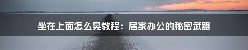 坐在上面怎么晃教程:居家办公的秘密武器