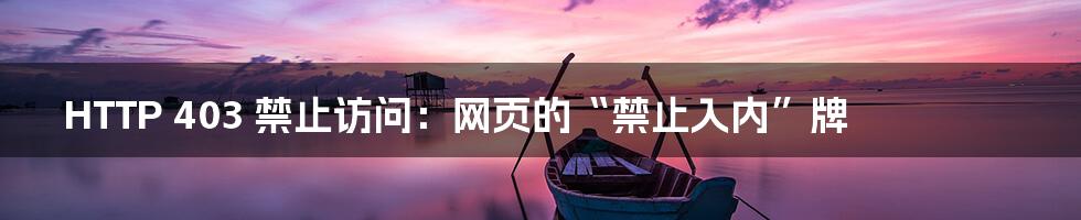 HTTP 403 禁止访问:网页的“禁止入内”牌