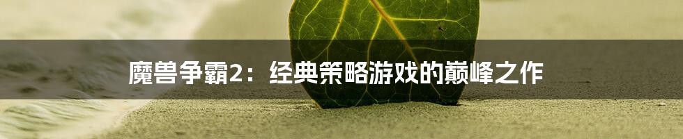 魔兽争霸2:经典策略游戏的巅峰之作