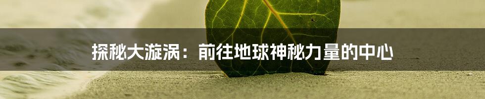 探秘大漩涡:前往地球神秘力量的中心