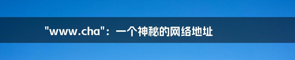 "www.cha":一个神秘的网络地址