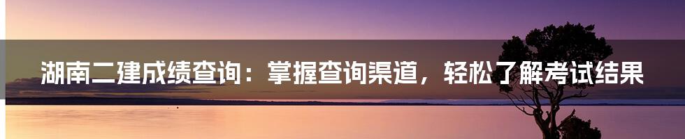 湖南二建成绩查询:掌握查询渠道,轻松了解考试结果