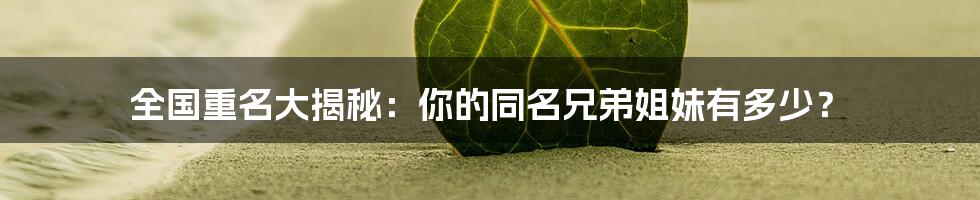 全国重名大揭秘:你的同名兄弟姐妹有多少?