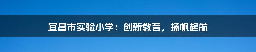 宜昌市实验小学:创新教育,扬帆起航