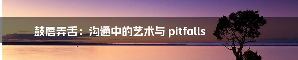鼓唇弄舌:沟通中的艺术与 pitfalls