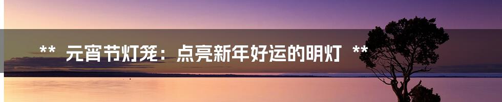 **
元宵节灯笼:点亮新年好运的明灯
**