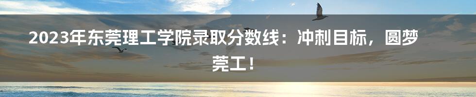 2023年东莞理工学院录取分数线:冲刺目标,圆梦莞工!