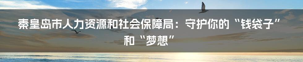 秦皇岛市人力资源和社会保障局:守护你的“钱袋子”和“梦想”