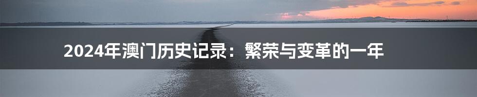 2024年澳门历史记录:繁荣与变革的一年