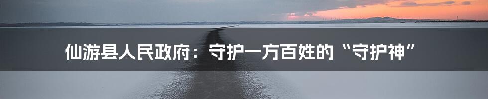 仙游县人民政府:守护一方百姓的“守护神”