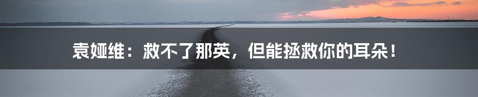 袁娅维：救不了那英，但能拯救你的耳朵！