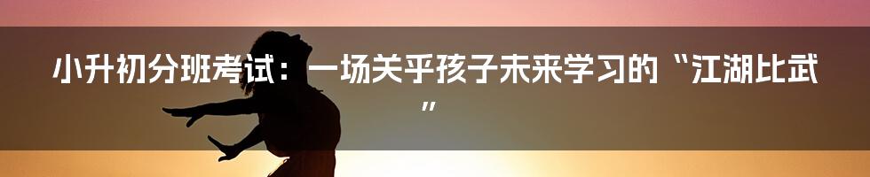 小升初分班考试:一场关乎孩子未来学习的“江湖比武”