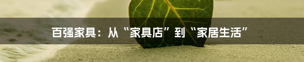百强家具：从“家具店”到“家居生活”