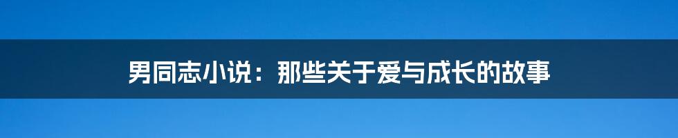男同志小说：那些关于爱与成长的故事