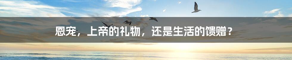 恩宠，上帝的礼物，还是生活的馈赠？